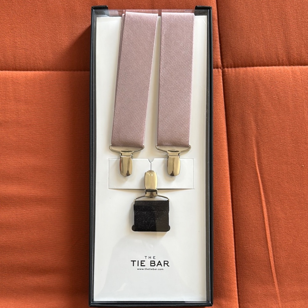 The Tie Bar Grosgrain Solid Mauve Stone Suspenders